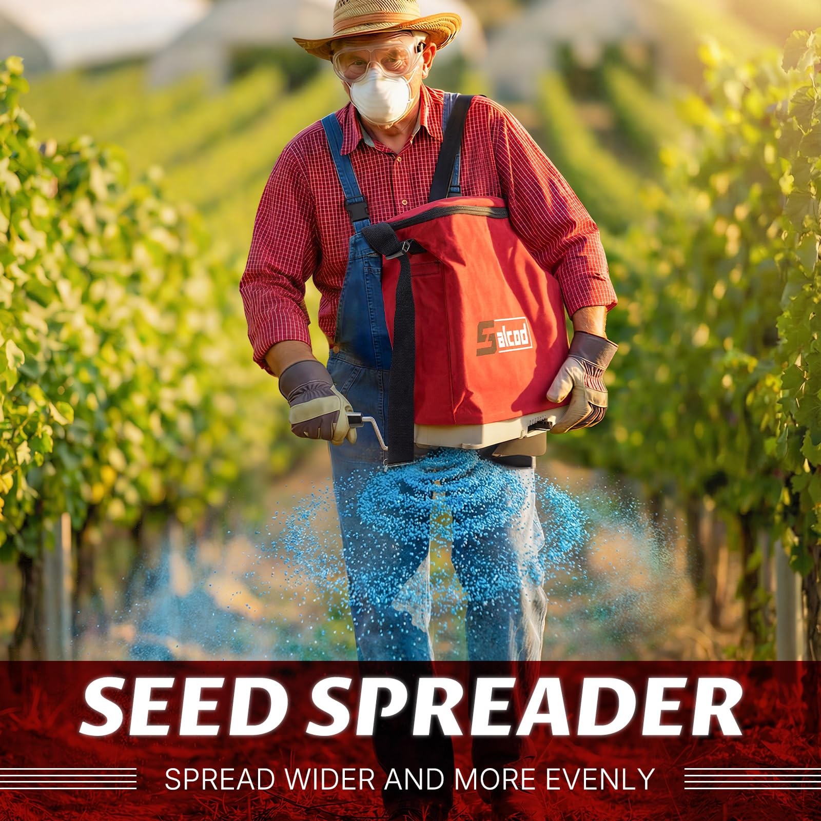25LB Bag Seed Spreader for Lawn, Adjustable Handheld Fertilizer Spreader with...