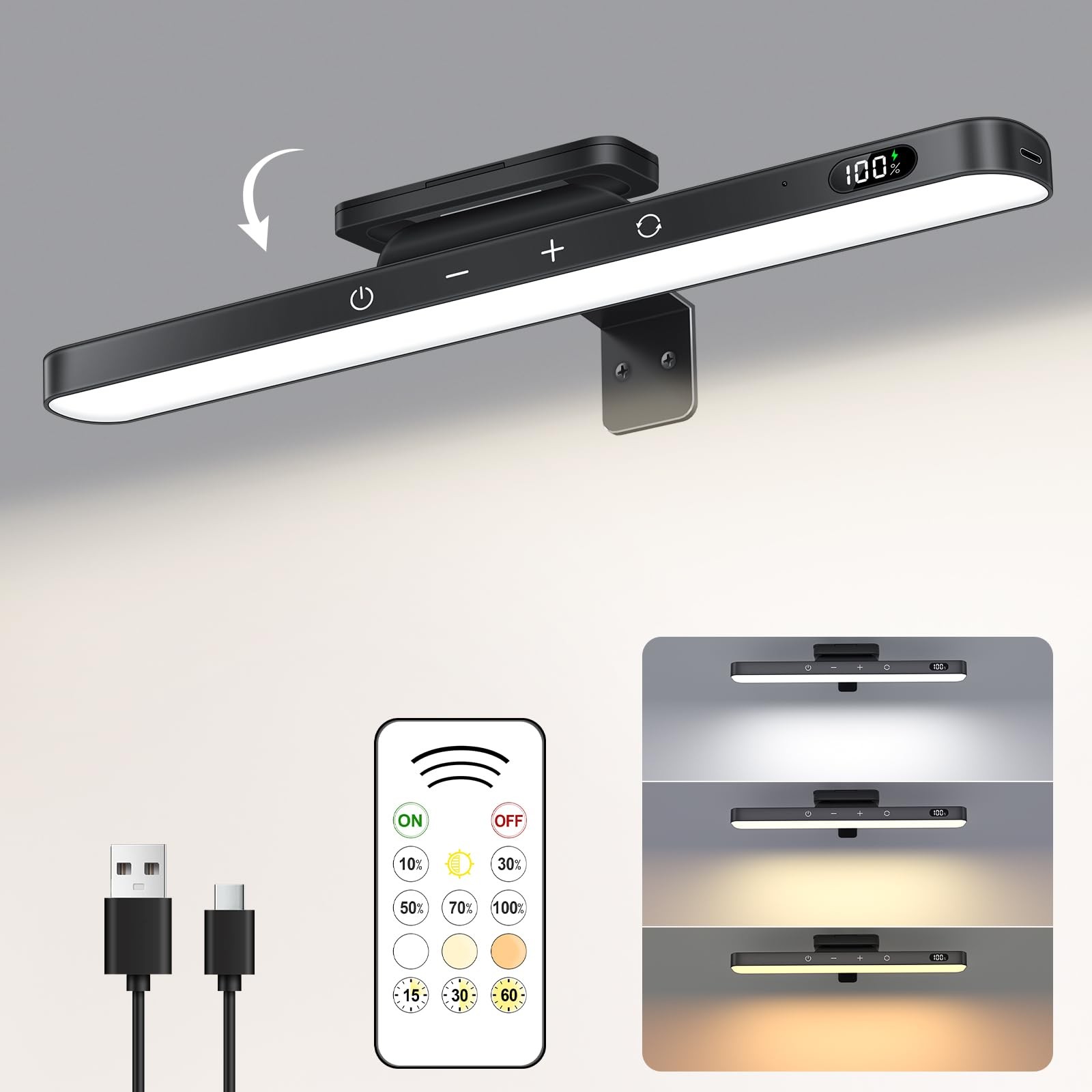 3W Picture Lights for Wall, Rechargeable Battery Operated Picture Light, Wire...