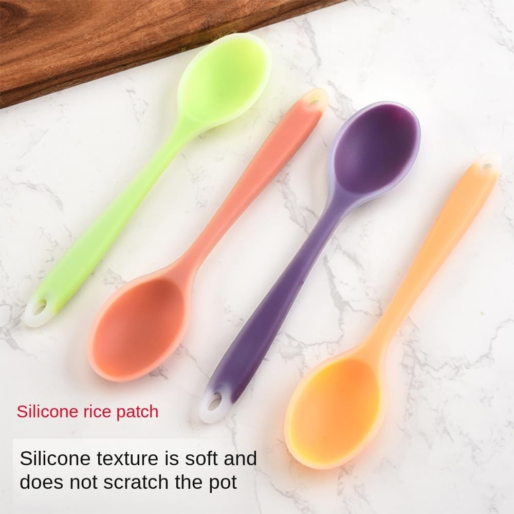 2 Pcs Silicone Dinner Spoon, Multi-purpose Surrounding Transparent Design Sof