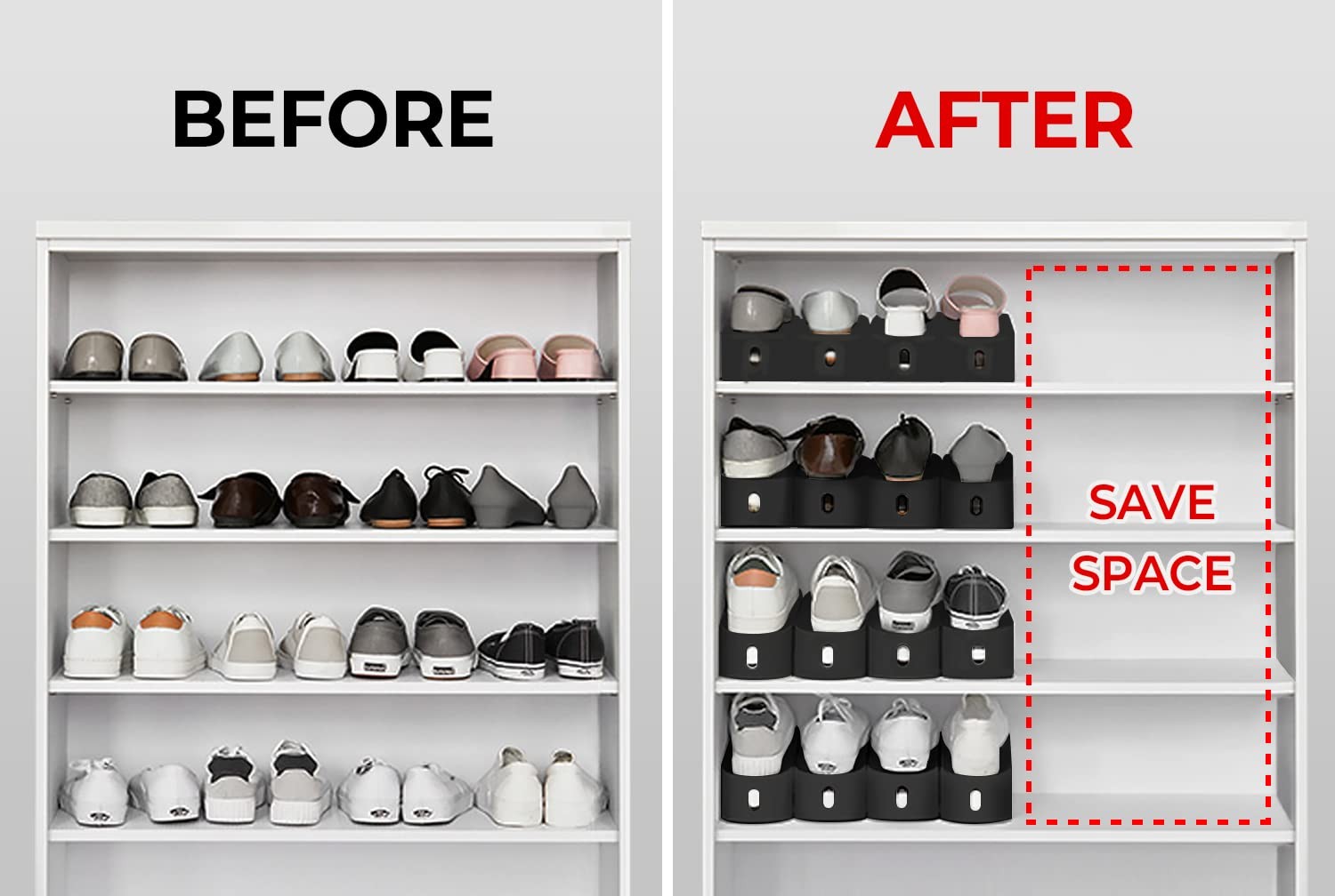 Shoe Slots Organizer 3 Pack - Litem Space Saving Shoe Organizer Rack for Clos...