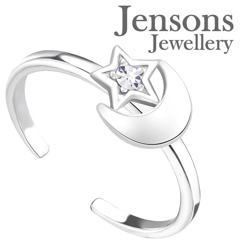 Toe Ring Crystal Adjustable Solid 925 Sterling Silver Toe Ring