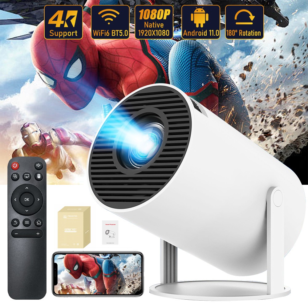 4K Mini Projector Auto Keyst LED 1080P WiFi Bluetooth Portable Home Theater