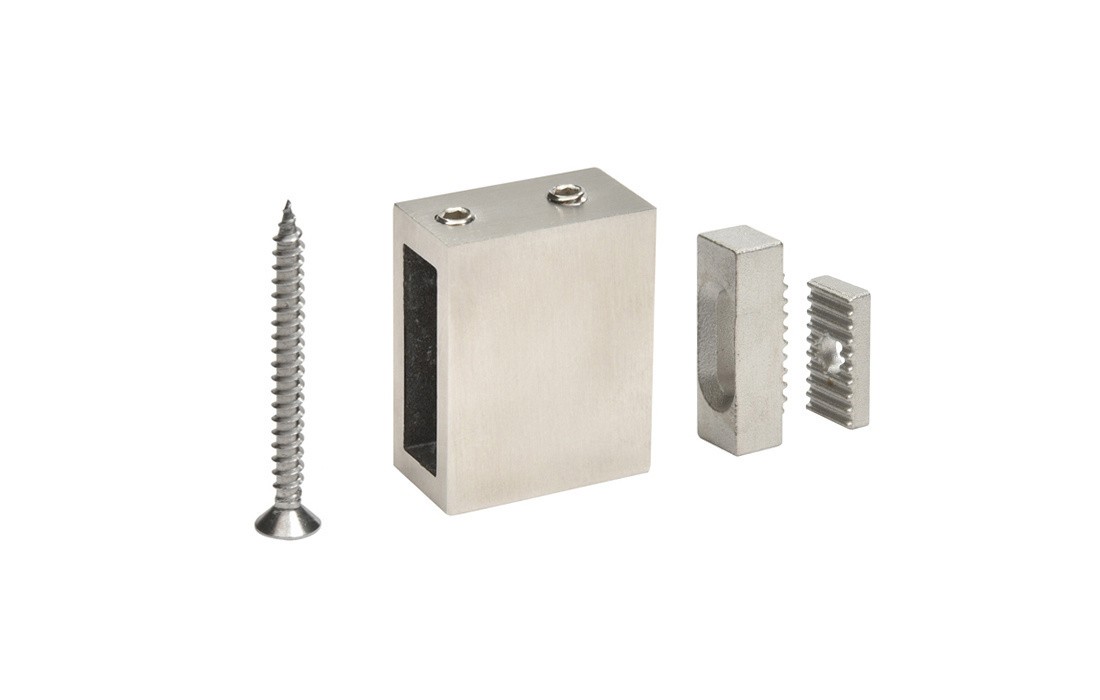 Brushed Stainless Adjustable Height Track Holder Fitting for Wall - pack of 2