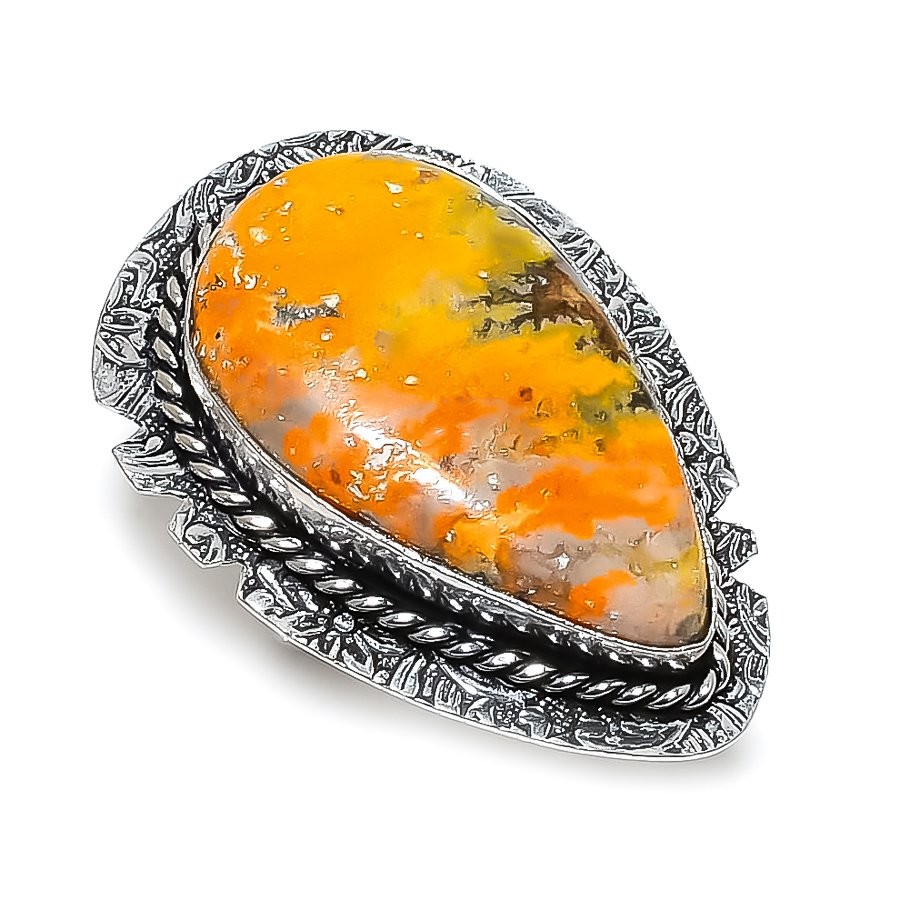 Bumble Bee Jasper Gemstone 925 Sterling Silver Jewelry Gift Ring Size 8 w700