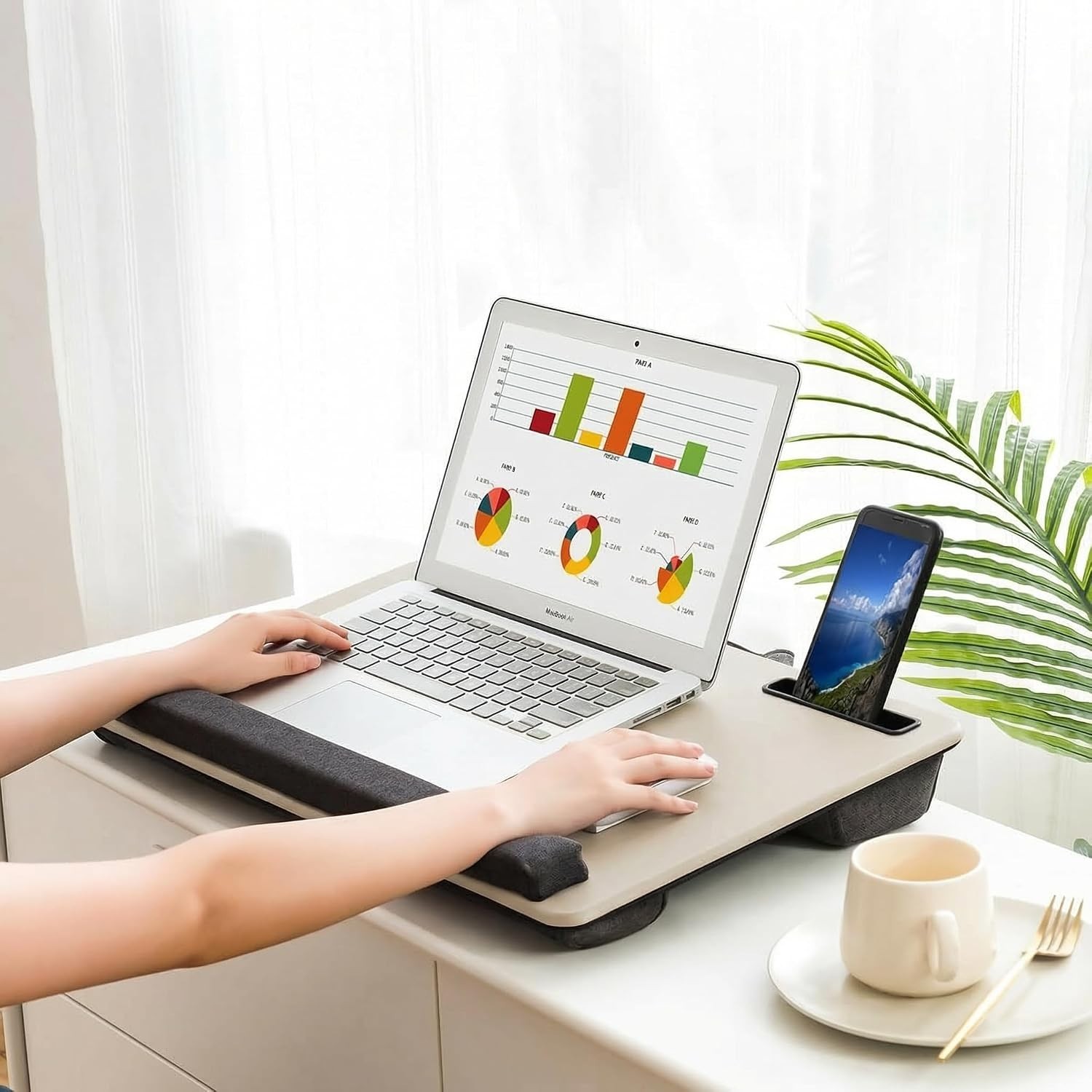 Ergonomic Lap Desk with Mouse Pad and Wrist Rest