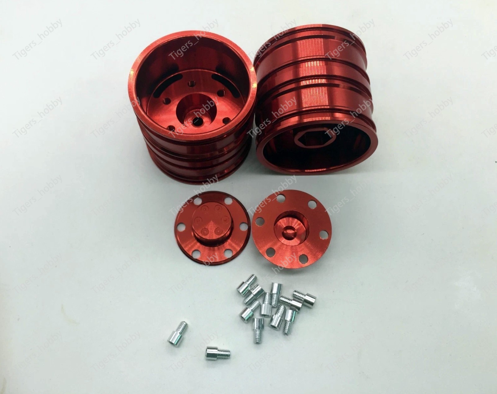 Tractor Truck Aluminum Rear Wheels 2pcs for RC Tamiya 1:14 Tractor Truck Car Red