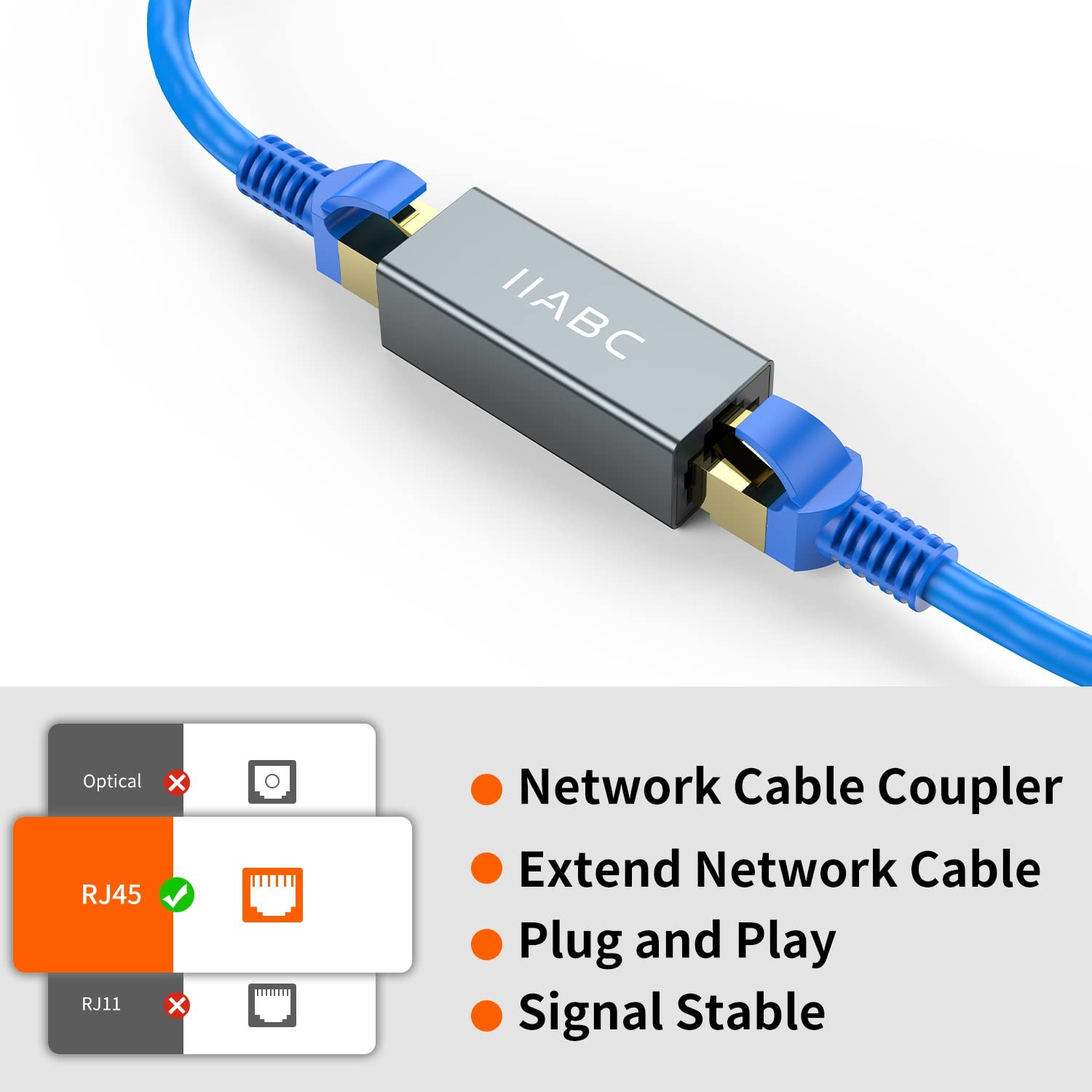 IIABC RJ45 Ethernet Coupler 3 Pack - In Line for...