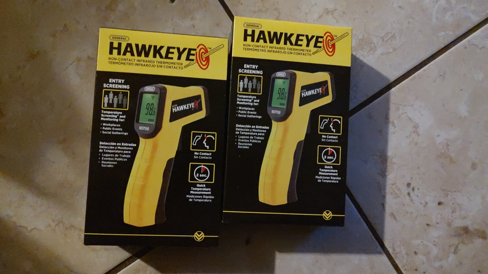 Lot of 2 General Hawkeye NCIT100 Non-Contact Infrared Thermometers Free ship