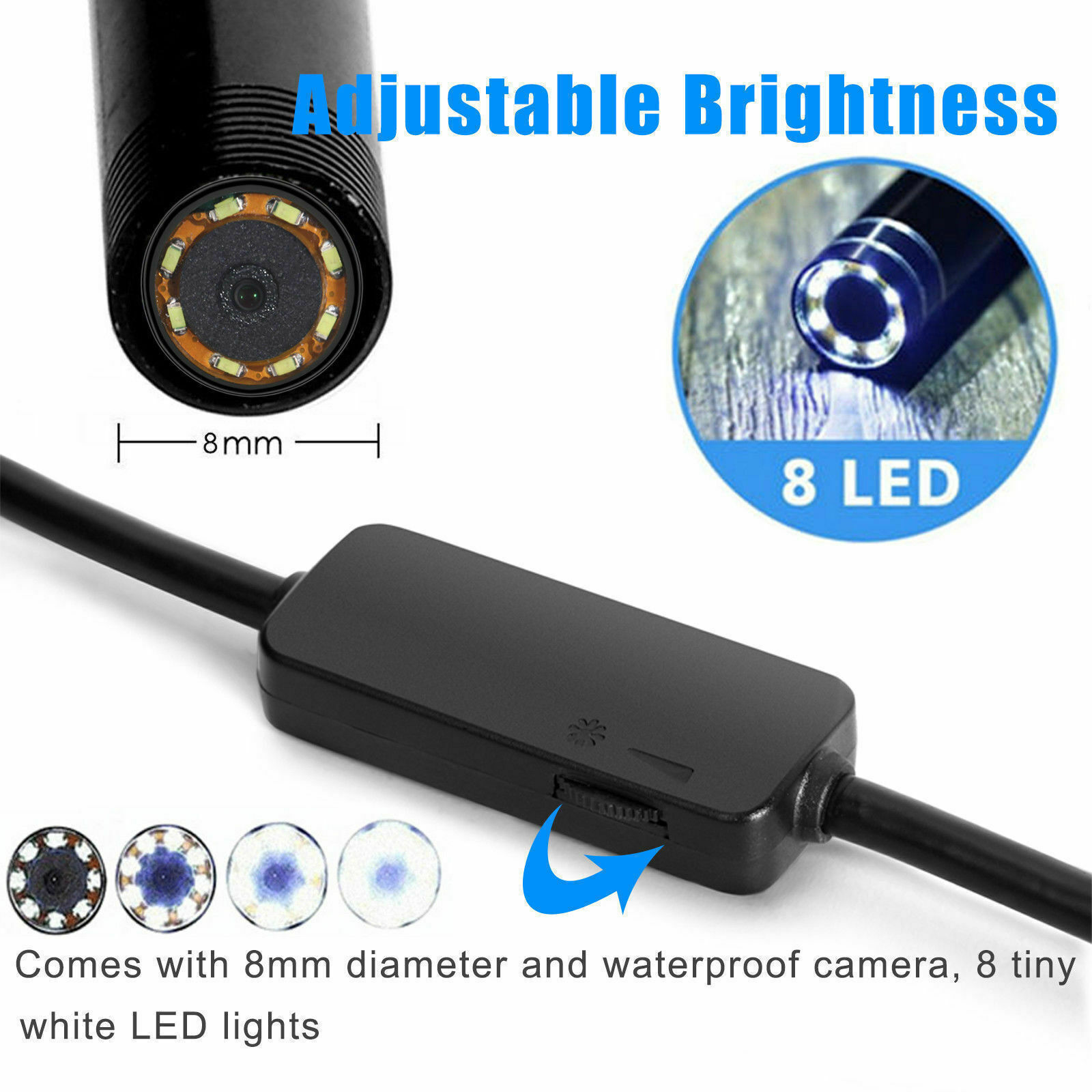 5M 8LED Endoscope WiFi Borescope Snake Inspection Camera for iPhone Android iOS