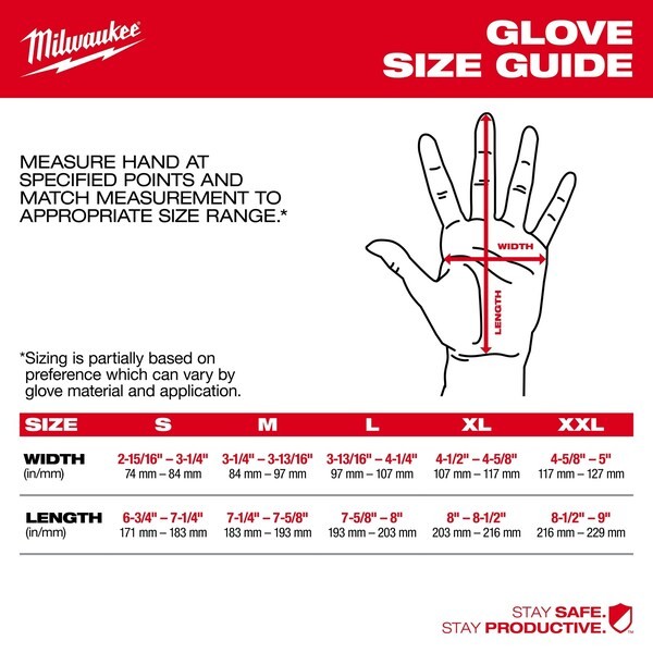 Milwaukee Tool 48-73-0023 Performance Work Gloves, Goatskin Palm, Polyester