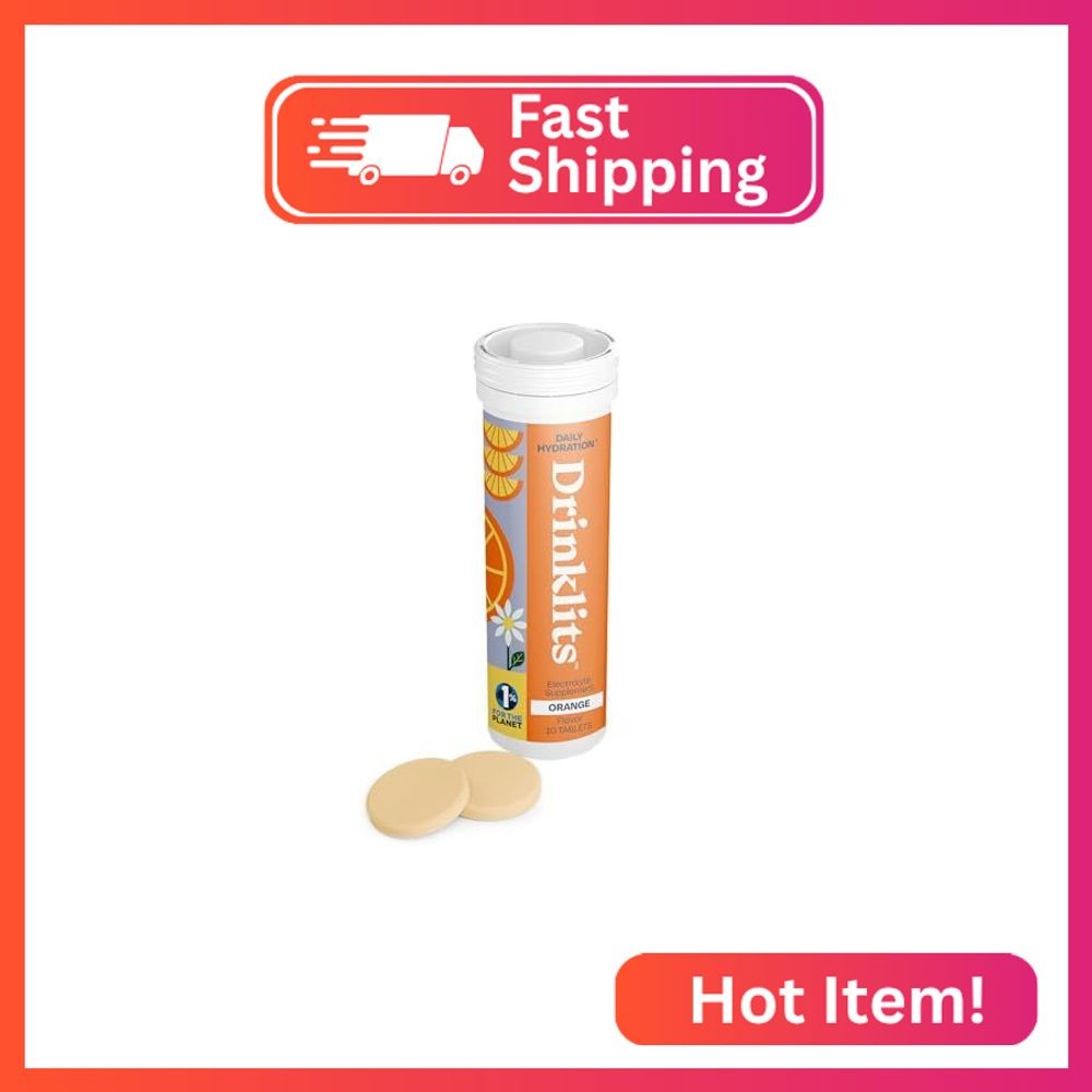 Drinklits Orange Electrolyte Tablets for Hydration | Great Taste - 0g Sugar - Es