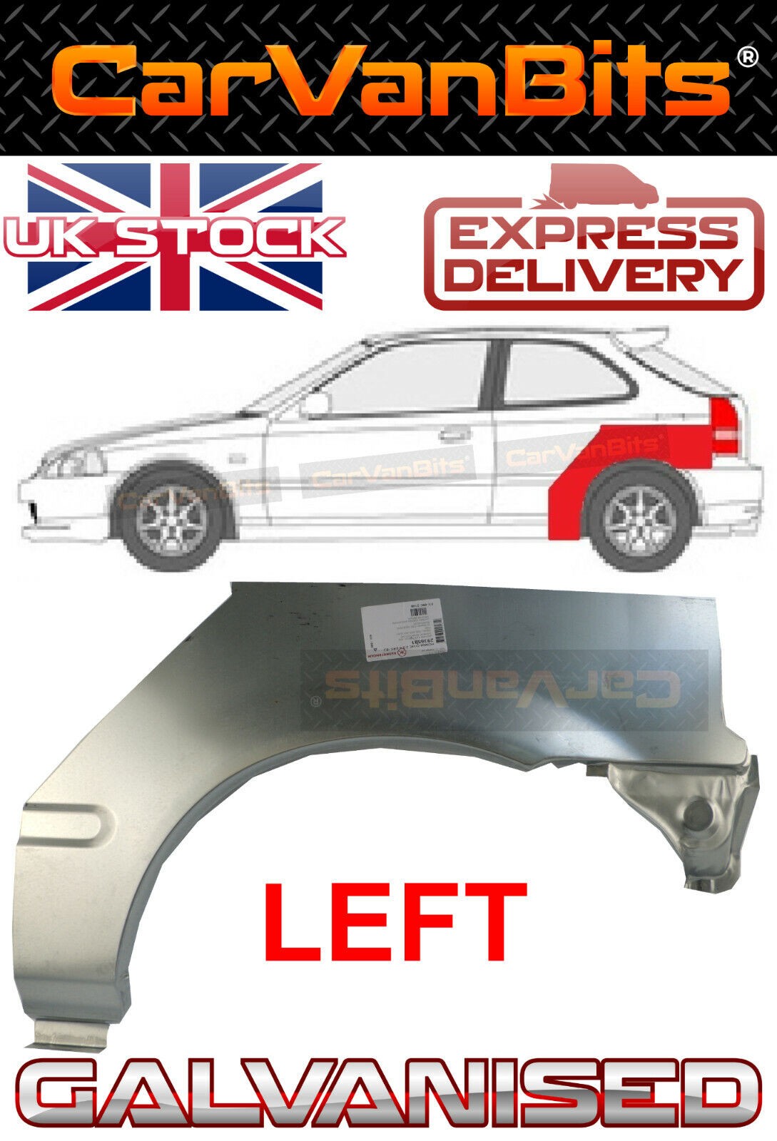 FOR HONDA CIVIC 95-01 3 DOOR REAR WHEEL ARCH REPAIR BODY RUST PANEL WING FENDER