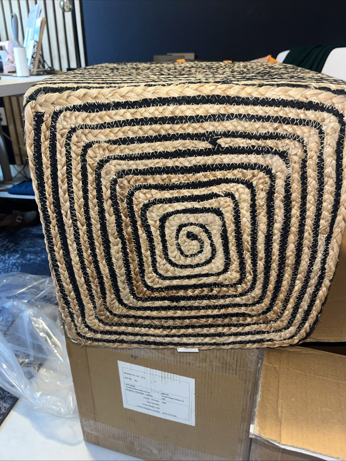 2 Redearth Cube Puff Otooman Foot Stool New In Box Bohemian Black And Brown
