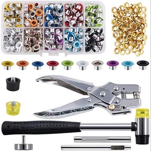 406Pcs Eyelet/Grommet and Setting Kit with 3/16" Colored Eyelet Grommets