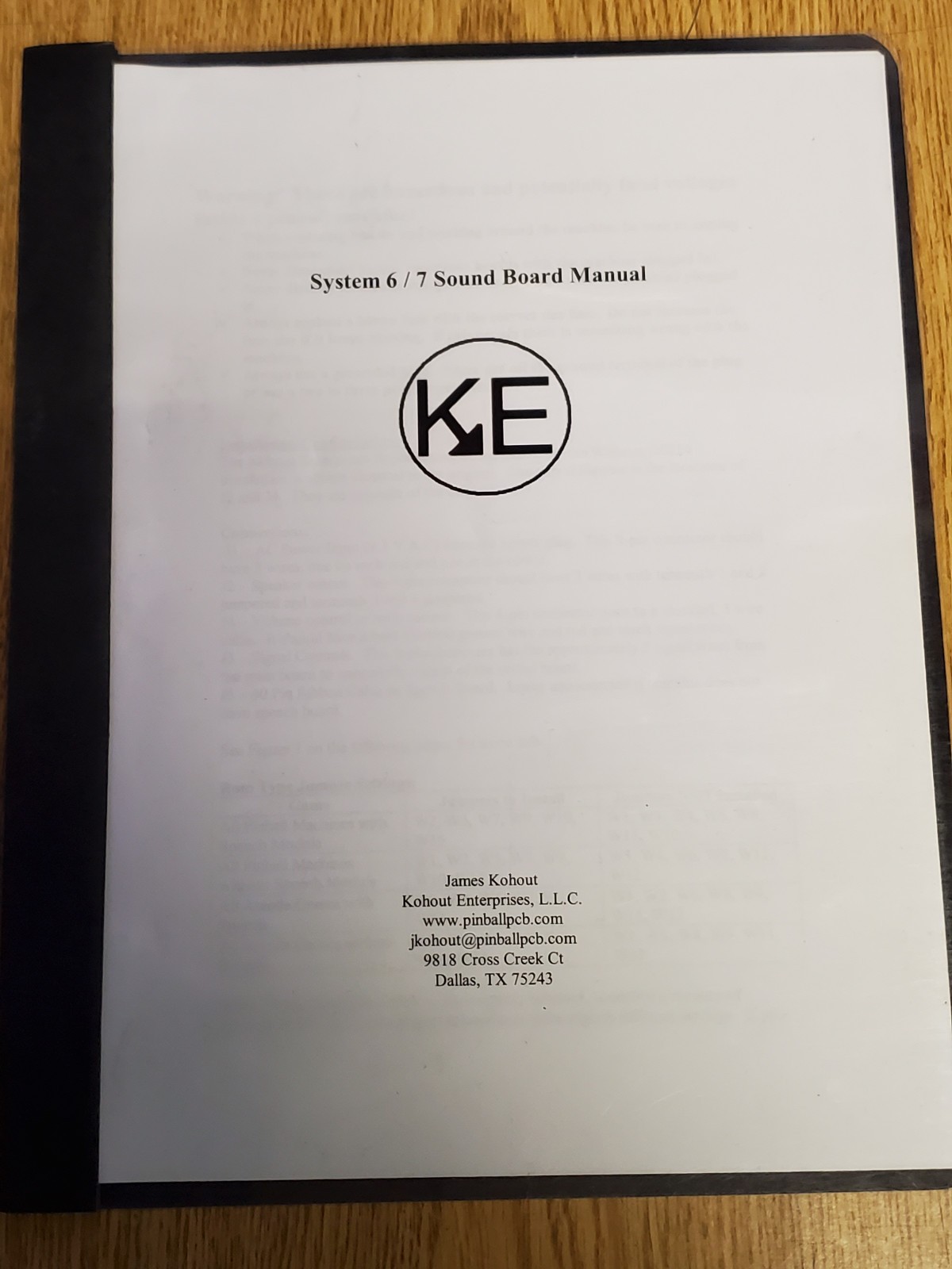 Kohout Enterprises LLC System 6/7 Sound Board Manual - good used copy