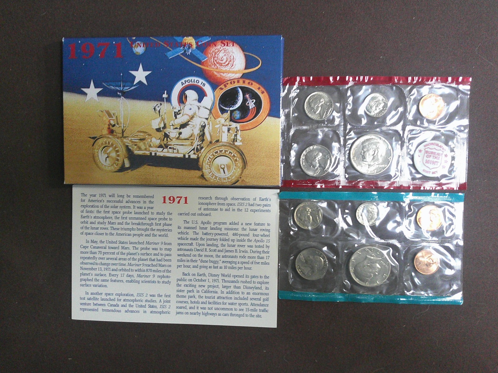 1971 UNITED STATES Special Mint 2 EA Set 5 Coins Collector Set!! Apollo Program!