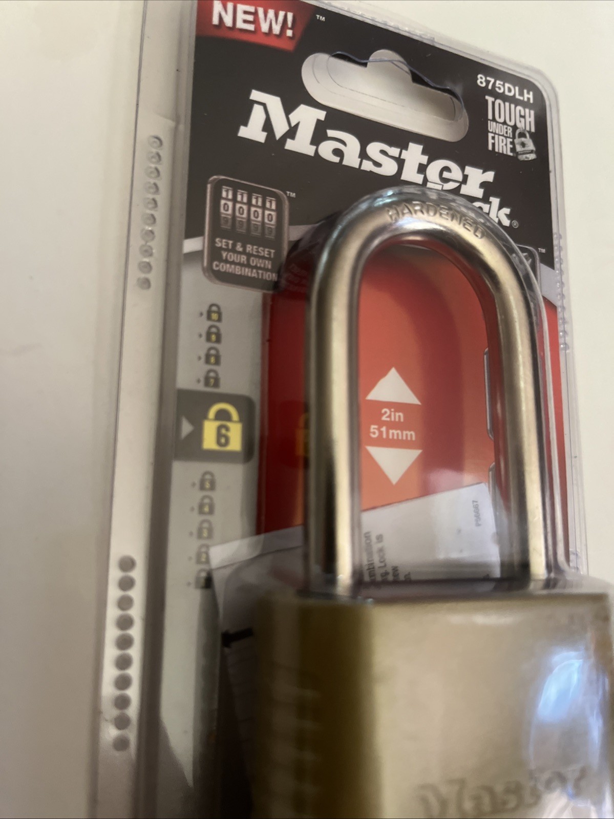 NEW MASTER LOCK 875DLH RESETTABLE COMBINATION LONG SHACKLE PADLOCK