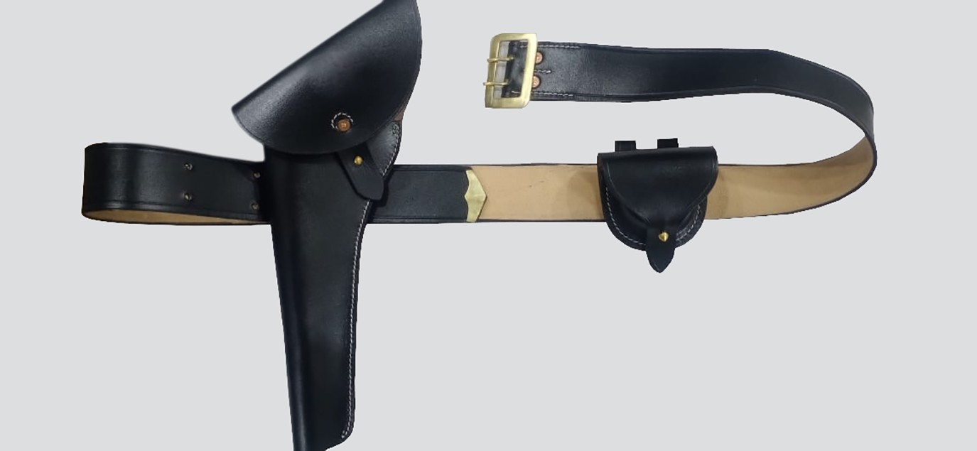 US Civil War Carbine Sling Waist Leather Belt Brass Buckle Holster & Cap pouch