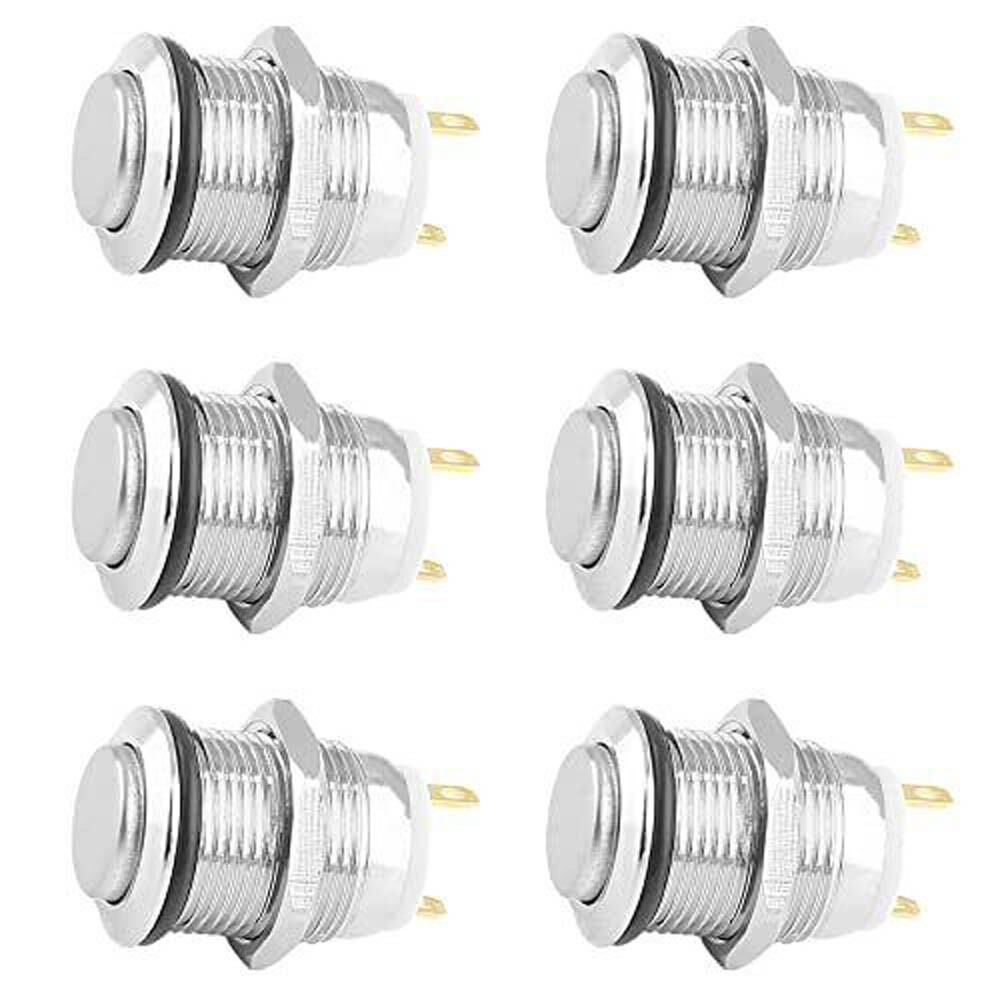 USA Momentary Push Button Switch 12v Waterproof Power Push Button 12mm 2Pin 6pcs