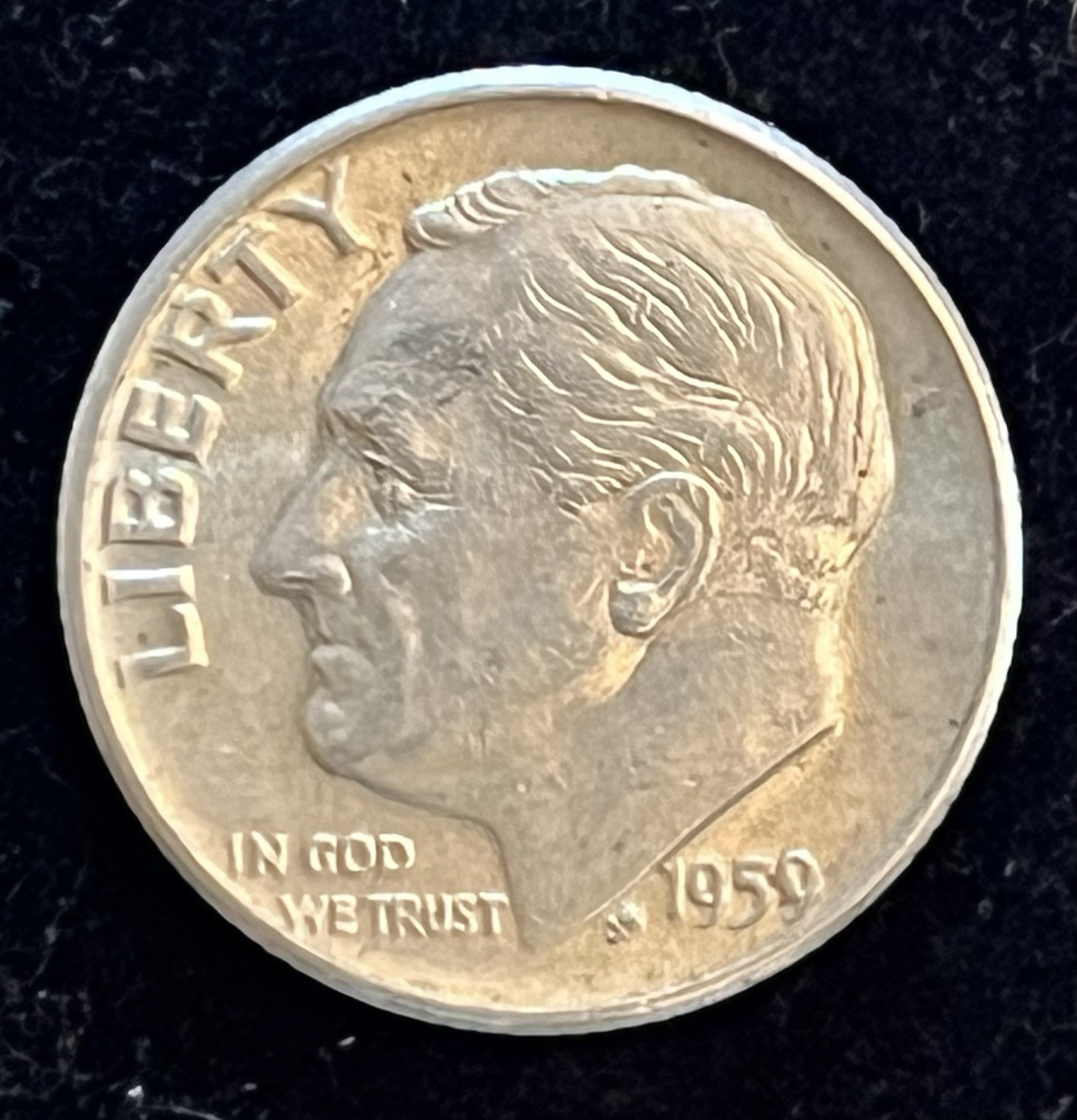 1959-D Roosevelt 90% Silver Dime Coin Full Bands