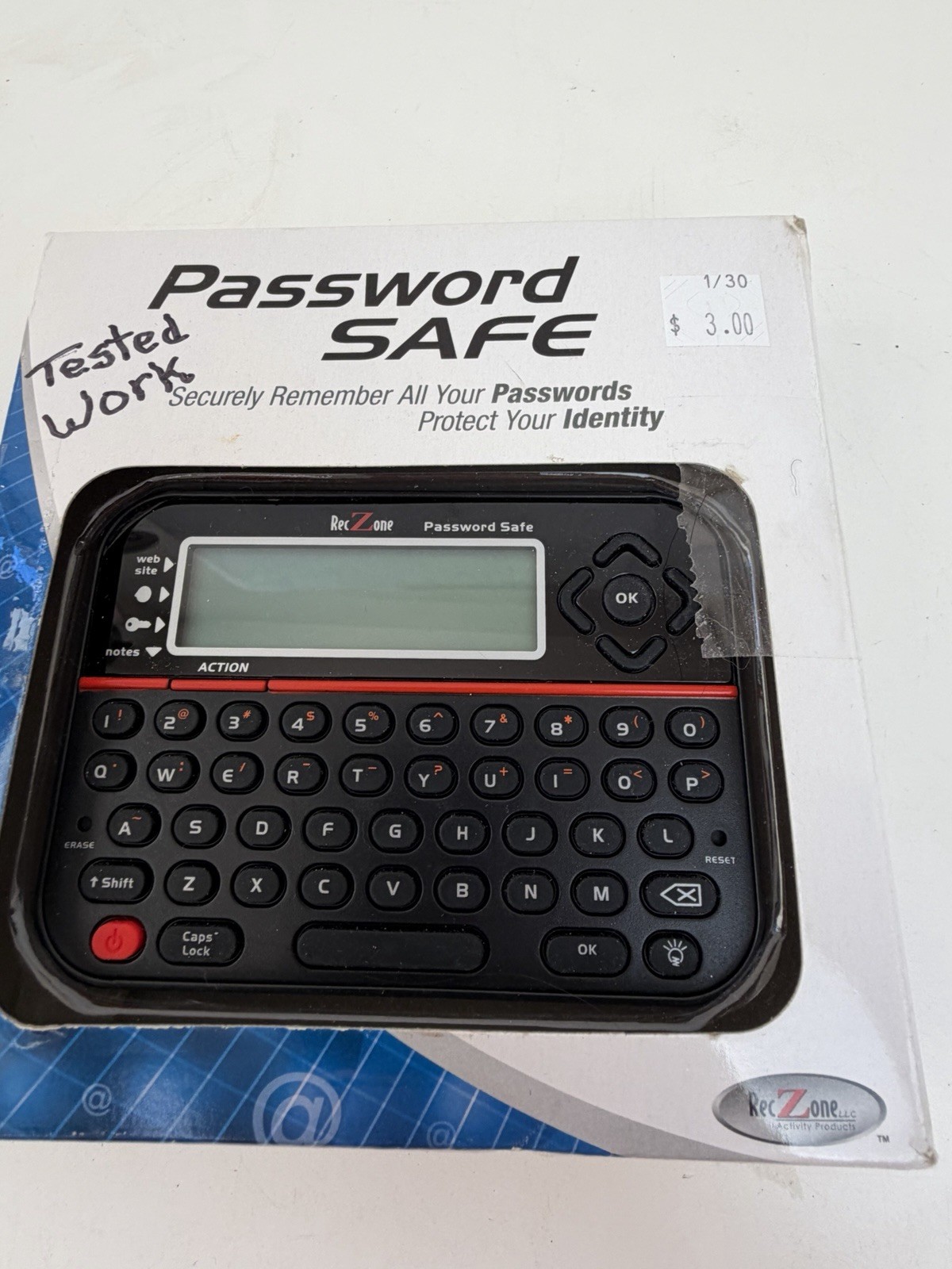 RecZone Password Safe Model 595 Digital Organizer Vault Stores Logins Securely