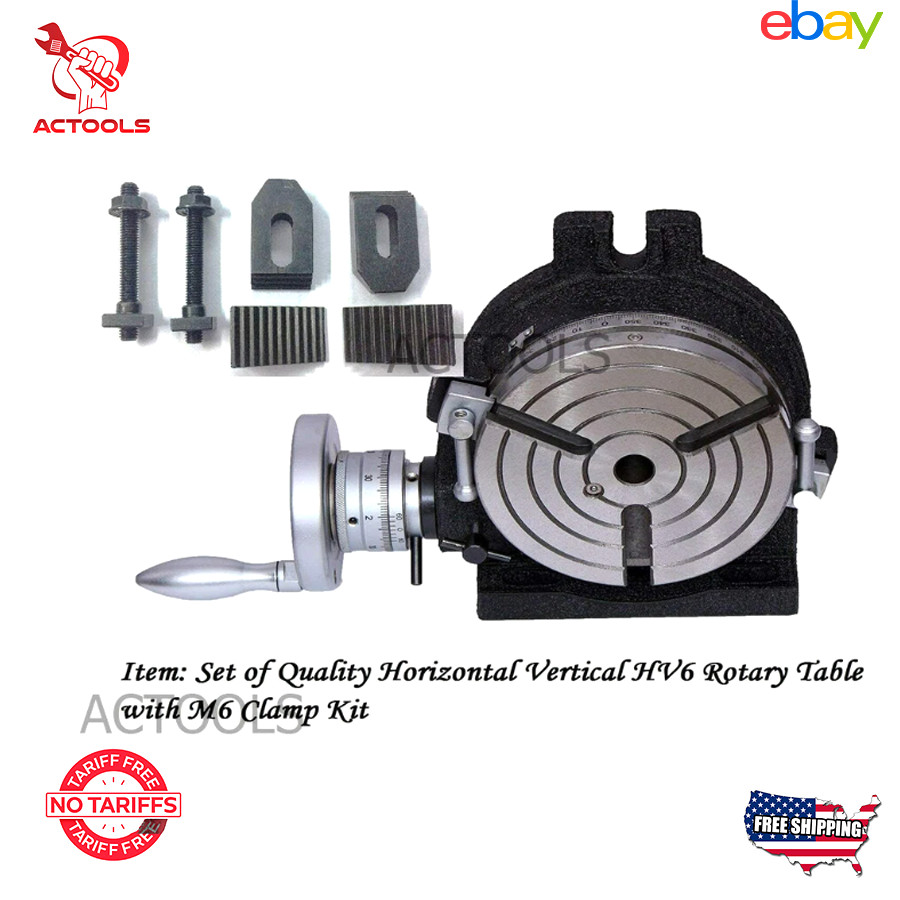 Milling Machine Precision  Rotary Table HV6 -3 Slot 150 mm 6" with M8 Clamp Kit