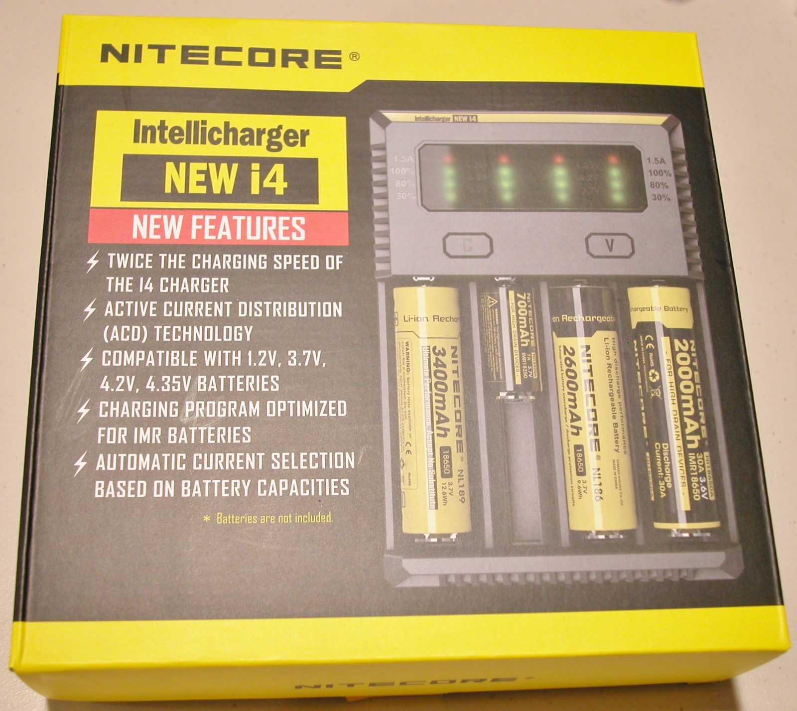 NITECORE New i4 smart battery charger IMR/Li-ion/Ni-MH/Ni-Cd 18650/16340 1.5~3.7