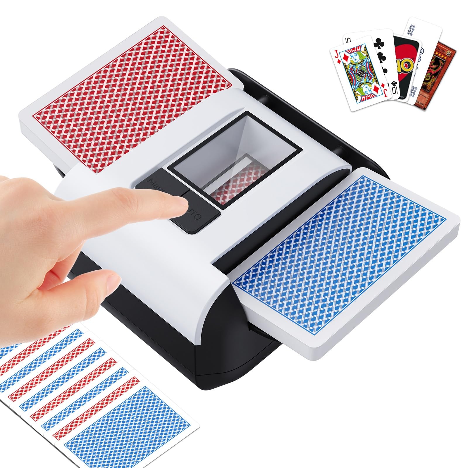 KPAW Automatic Card Shuffler - One-Press AUTO  Manual Mode, Electric Shufflin...