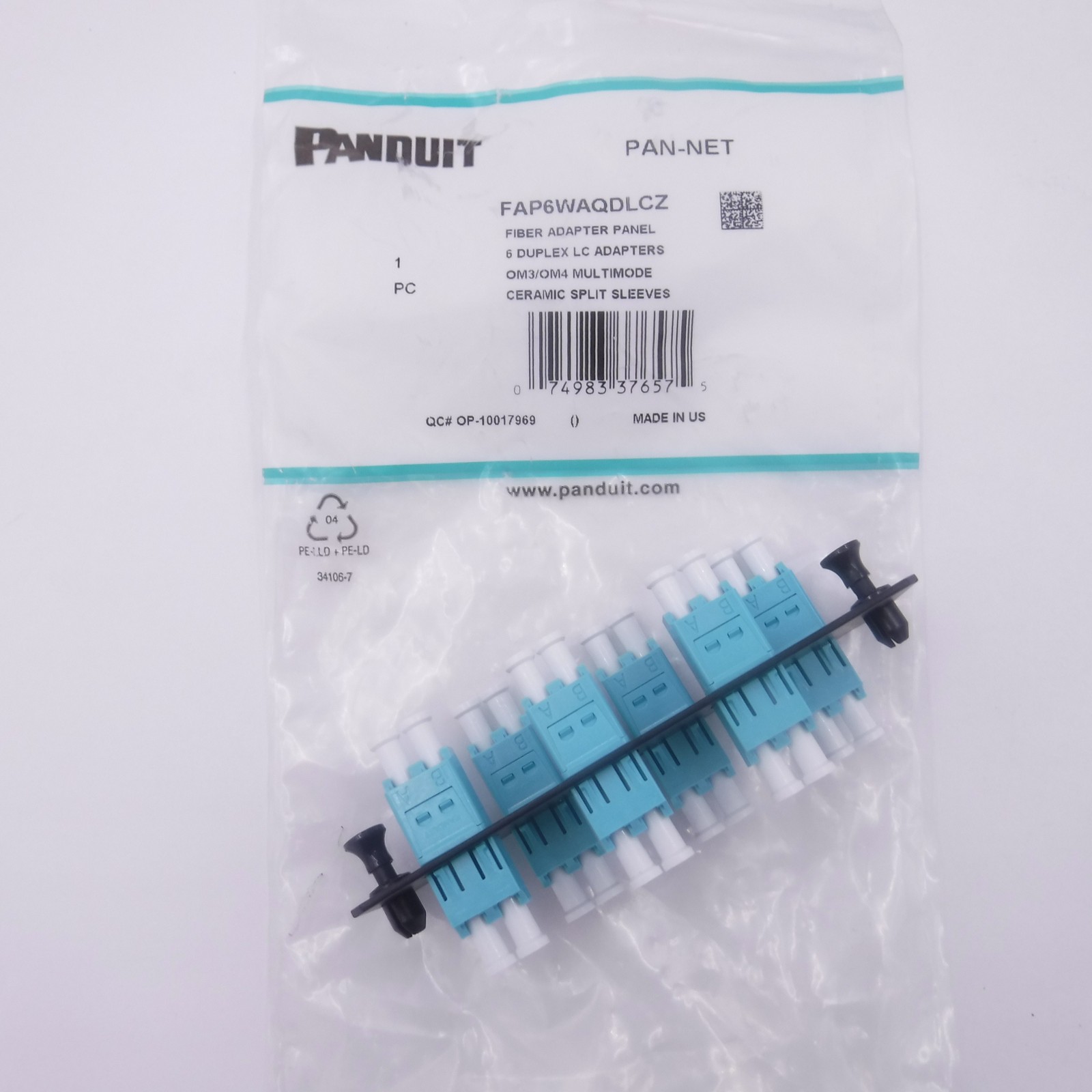 Panduit FAP6WAQDLCZ Fiber Adapter Panel 6 Duplex LC