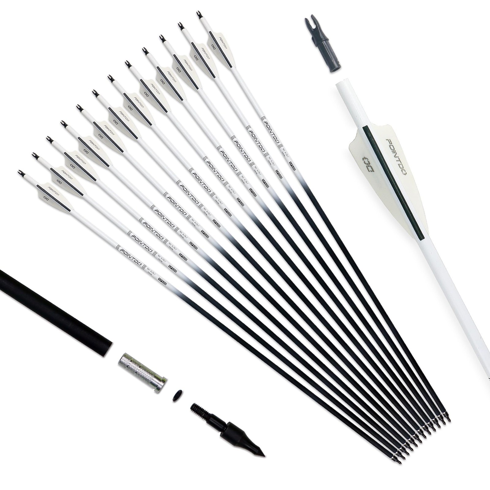 30inch Carbon Arrow Fluorescence Color Targeting and Practice and Hunting Arr...