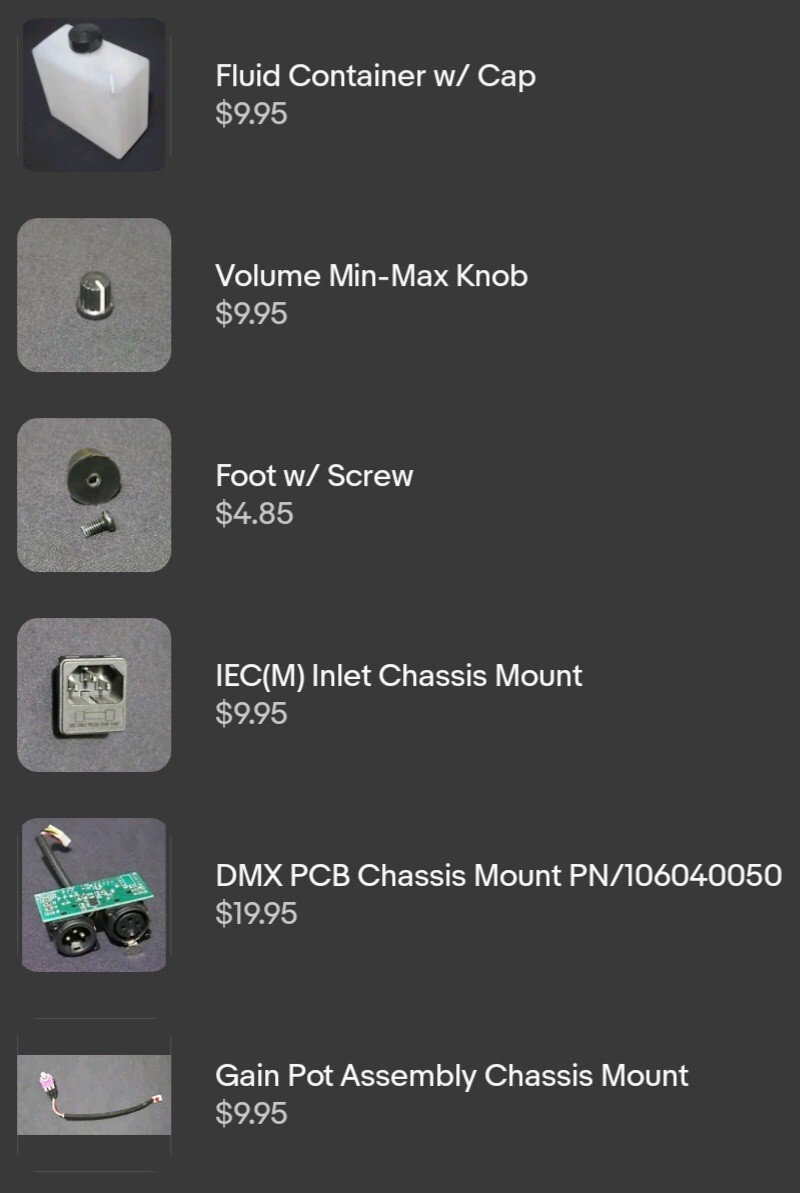 Chauvet Hurricane Haze 1Dx Fog Machine Parts ***USED*** Hazer Knob Screw Cable