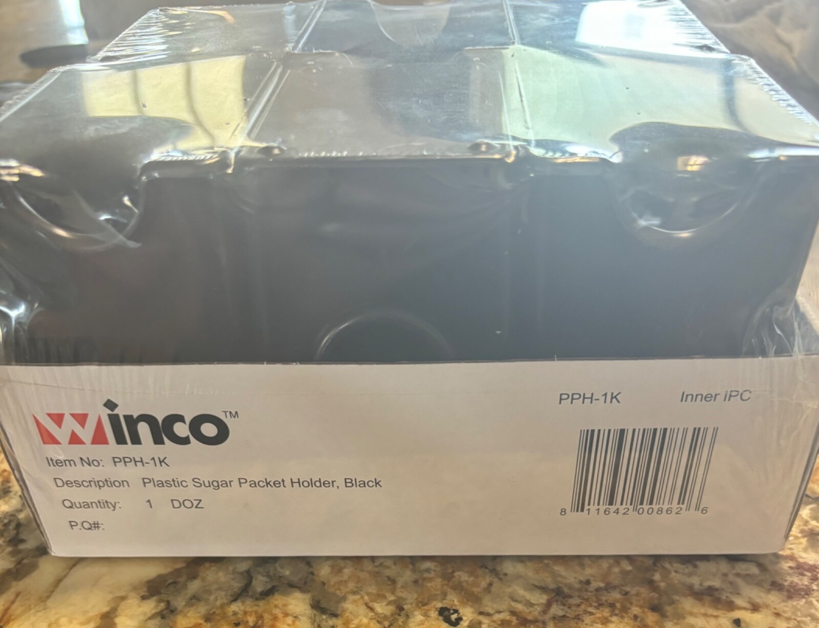 NEW Winco 12 Pack Plastic Sugar Packet Holders Black Tableware Restaurant Party
