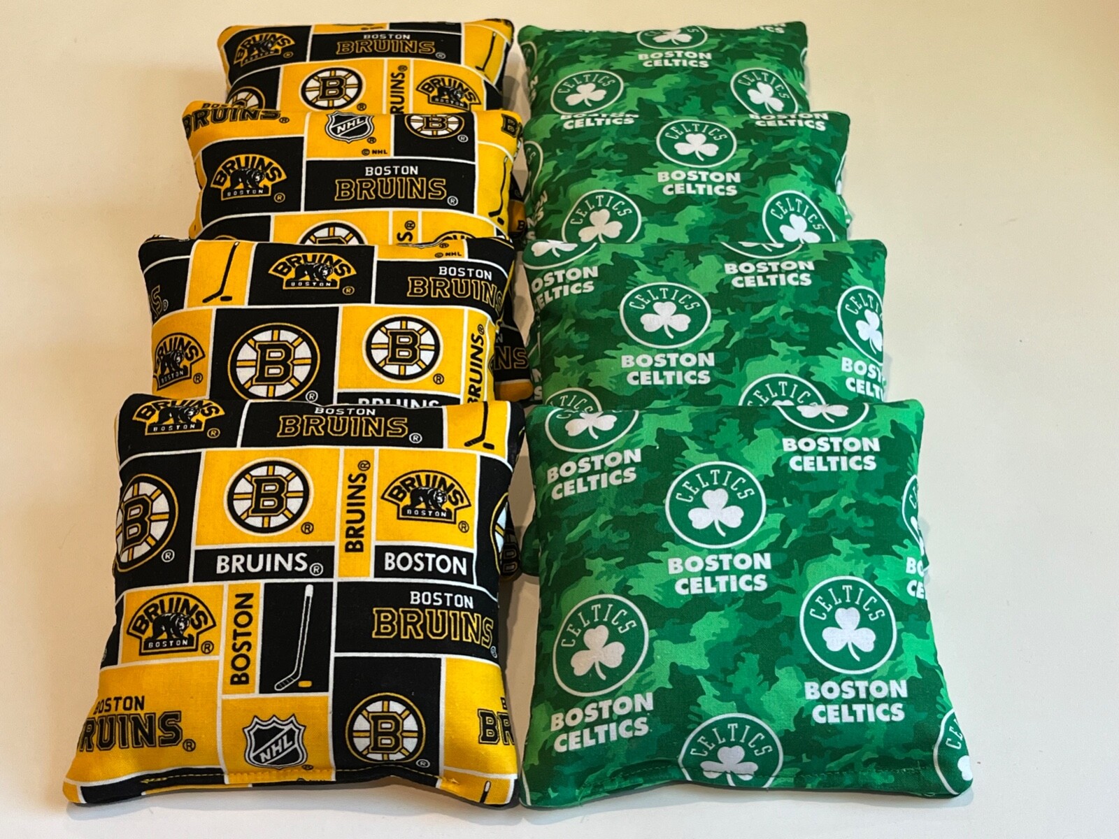 BOSTON CELTICS BRUINS CORNHOLE BEAN BAGS SET OF 8 REGULATION BAG TOSS GAME