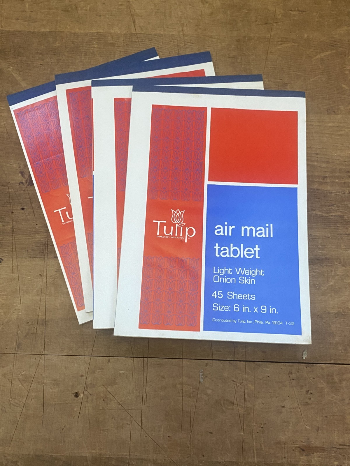 4 NOS Deadstock VTG 60's TULIP Air Mail Onion Skin Paper Tablets, 180 Sheets