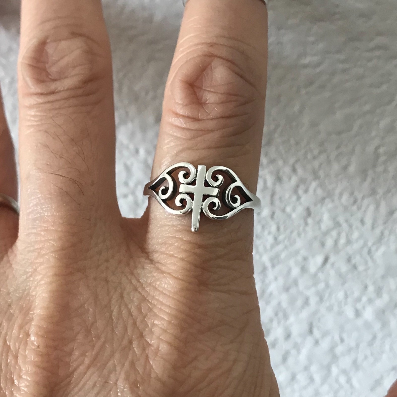 Sterling Silver Medieval Cross Ring, Silver Rings, Love Ring, Religious Ring