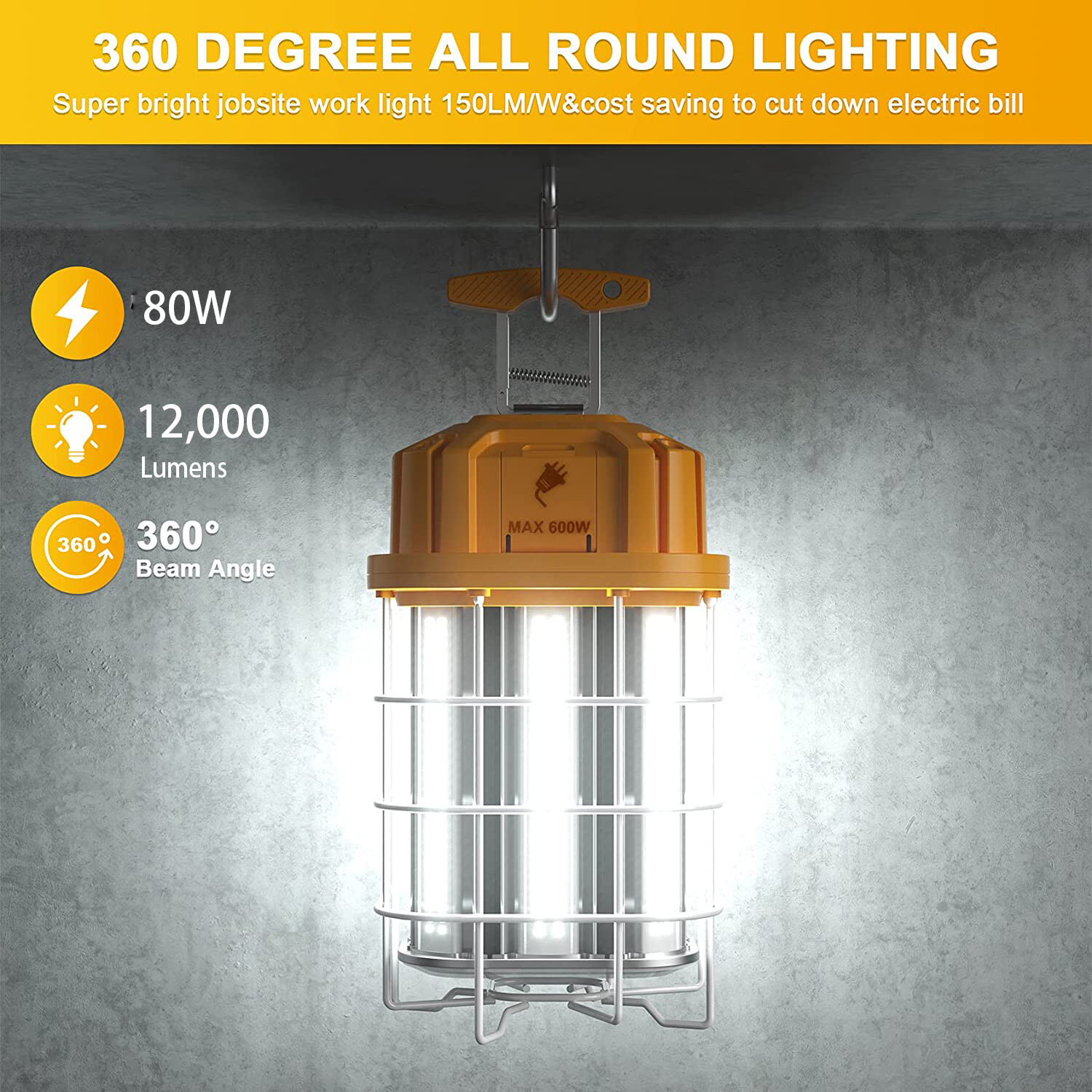 Linkable LED Work Lights Building Construction Job Site Temporary Work Light 80W