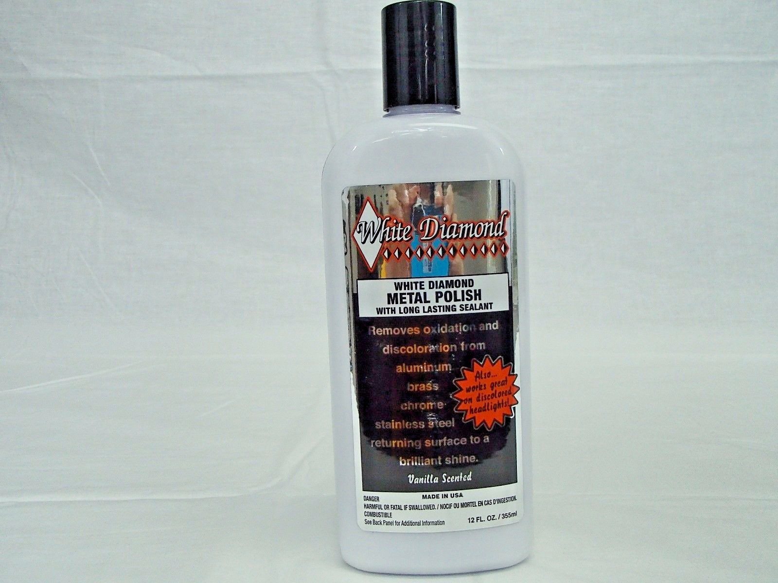 WHITE DIAMOND METAL POLISH W/ SEALANT 12 OZ BOAT MOTORCYCLE ALUMINUM CHROME USA