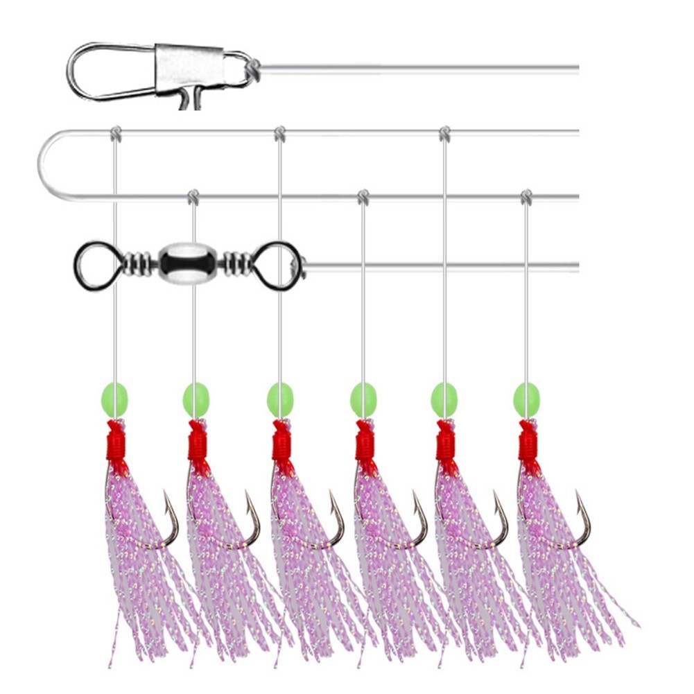 Hot Sale Fishing Hooks Luminous String Hook 6pcs Colourful Fishing Tackle
