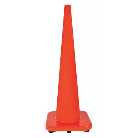 Zoro Select 6Fgz3 Traffic Cone, Pvc, Non-Reflective, 36 In Height, 10 Lb,