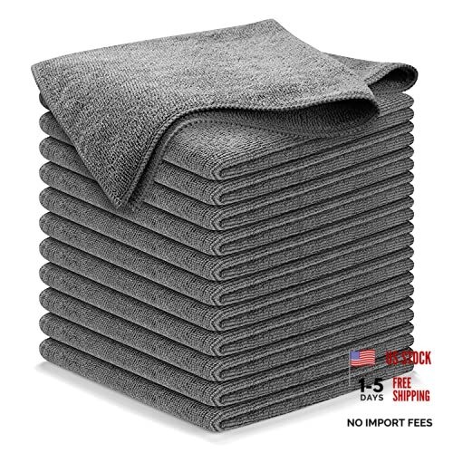 Microfiber Cleaning Cloth Grey - 12 Pcs (12.5"x12.5") - High Pack of 12 Gray
