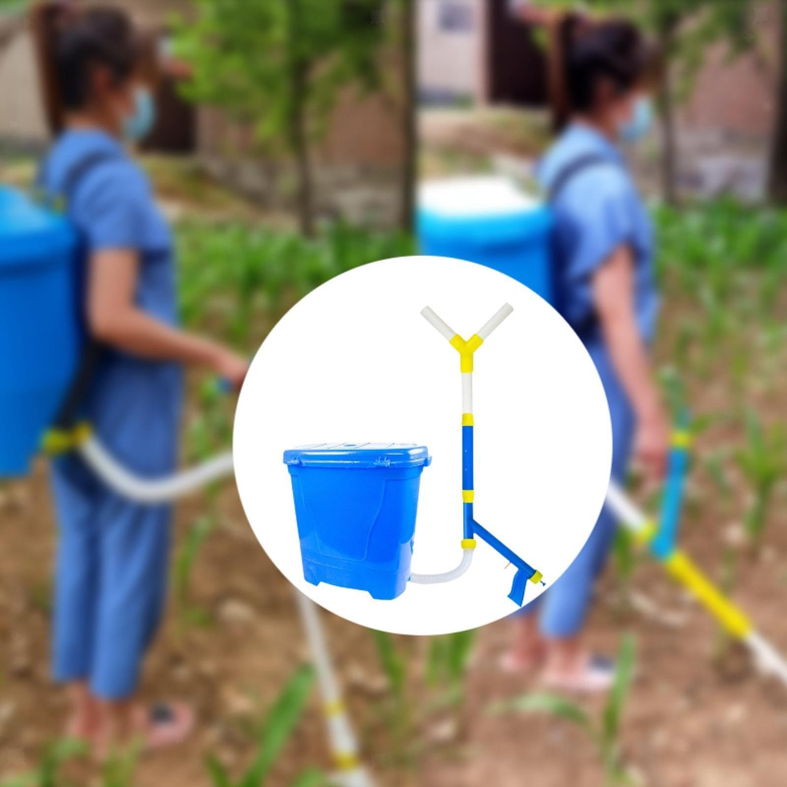 Manual Fertilizer Spreader Blue Manure Spreader Easy to Use Backpack Fertilizer