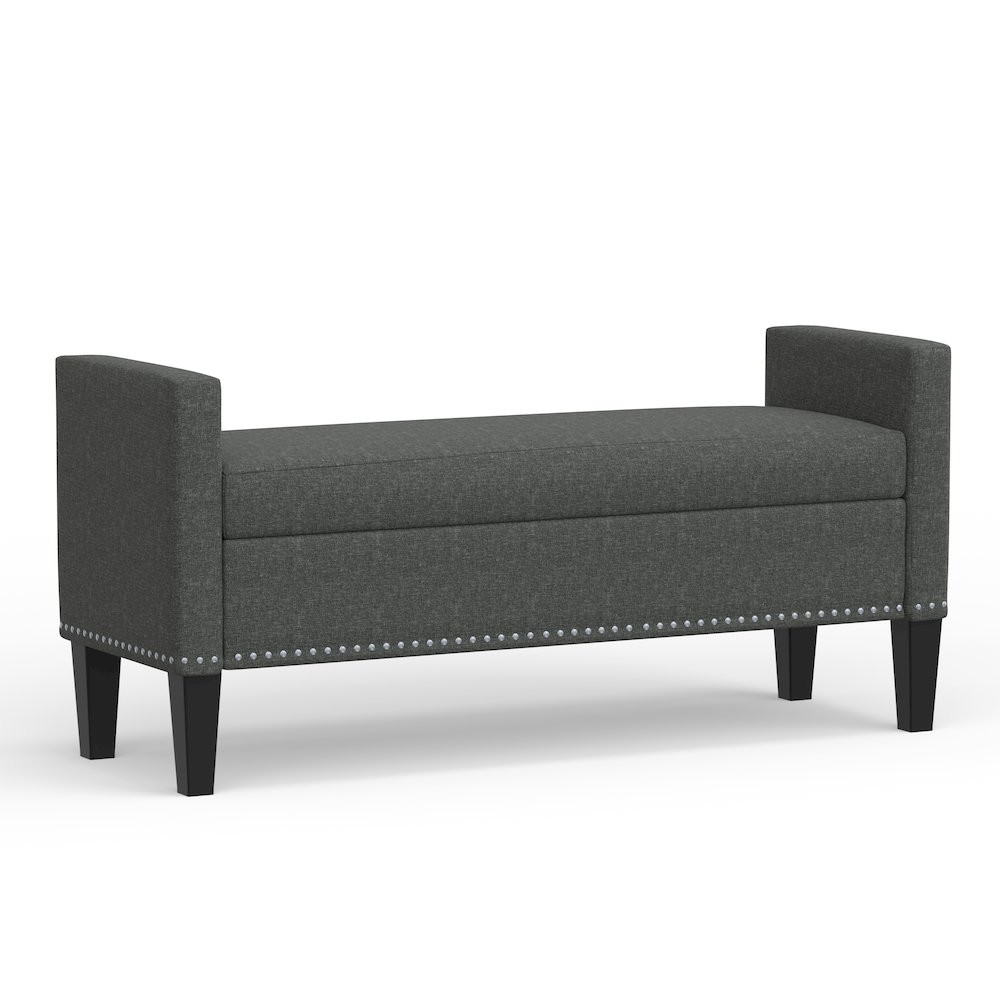 51.25" Storage Bench with Nailhead Trim - Dark Gray