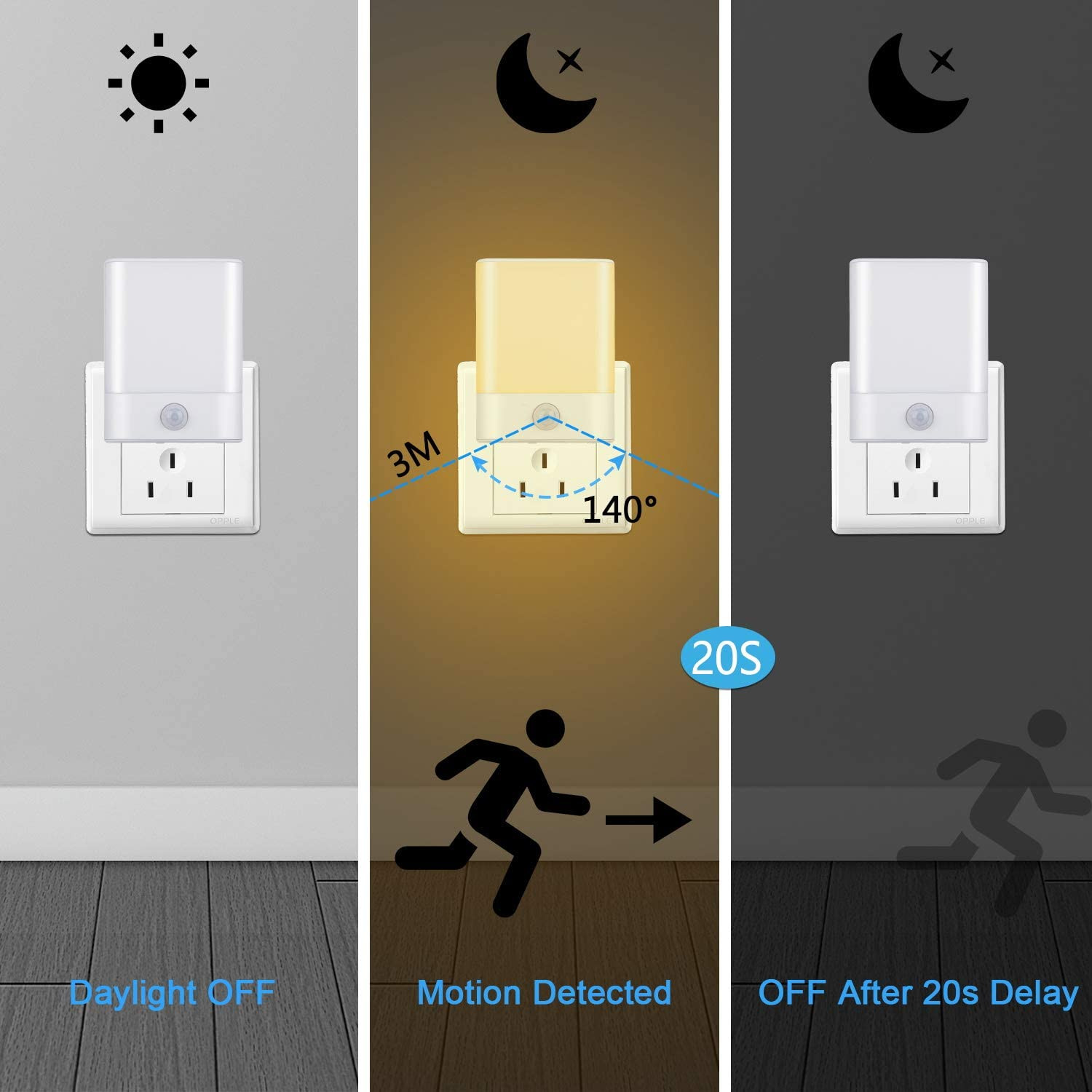 LED Night Light Plug In, Motion Sensor Night Light with Adjustable Brightness 3