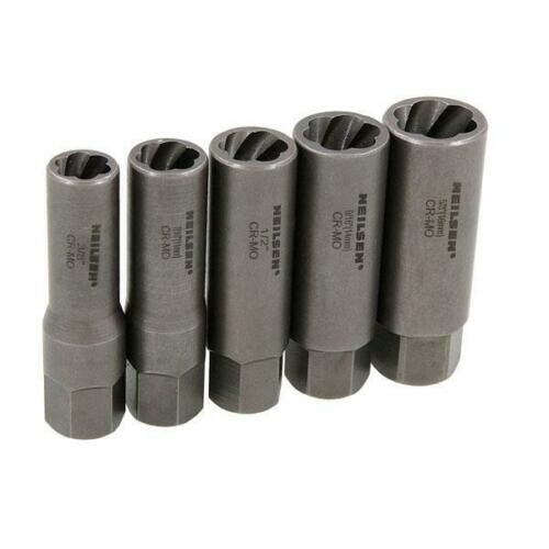 5pc Deep Twist Socket Set 10/16mm Damaged Nut & Bolt Extractor 3/8"Dr Easy Outs