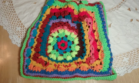 Hand Crochet Hippy Psychedelic Shoulder Bag