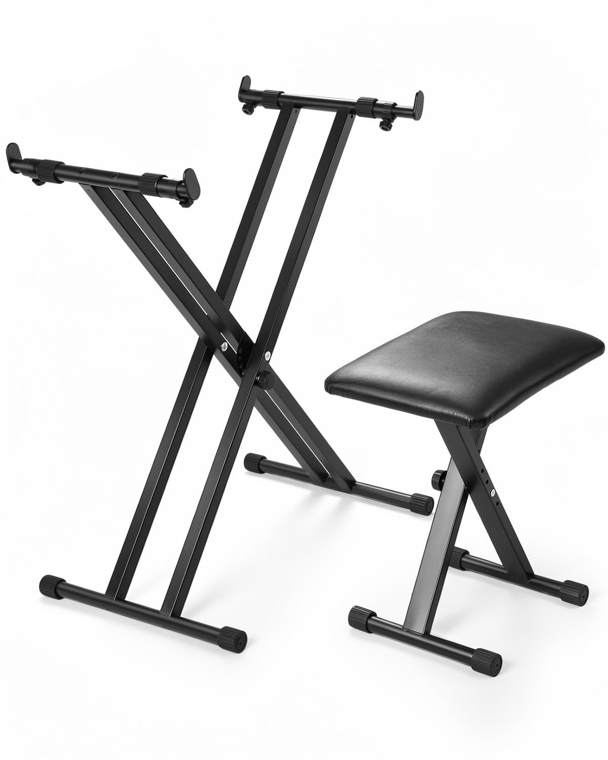 Natapai Keyboard Stand & Bench Set – Double-X Piano with Black