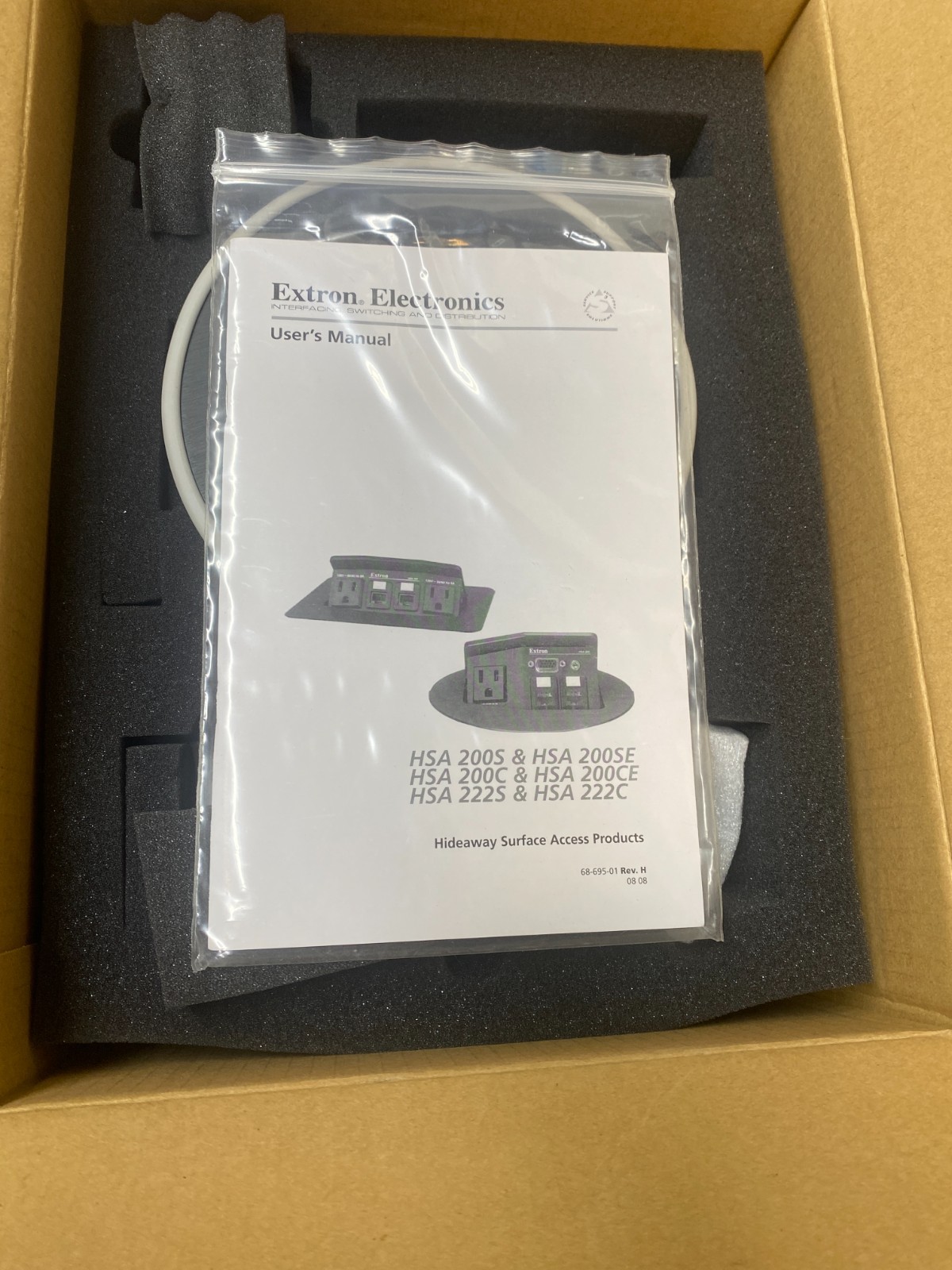 Extron 60-512-01 HSA 200C US Hideaway Surface Access & Cable Cubby -Black