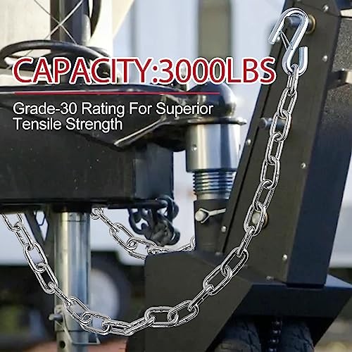 Trailer Safety Chain with Spring Clips Grade 30 with 2 S Hook 2PCS 3/16" X 48"