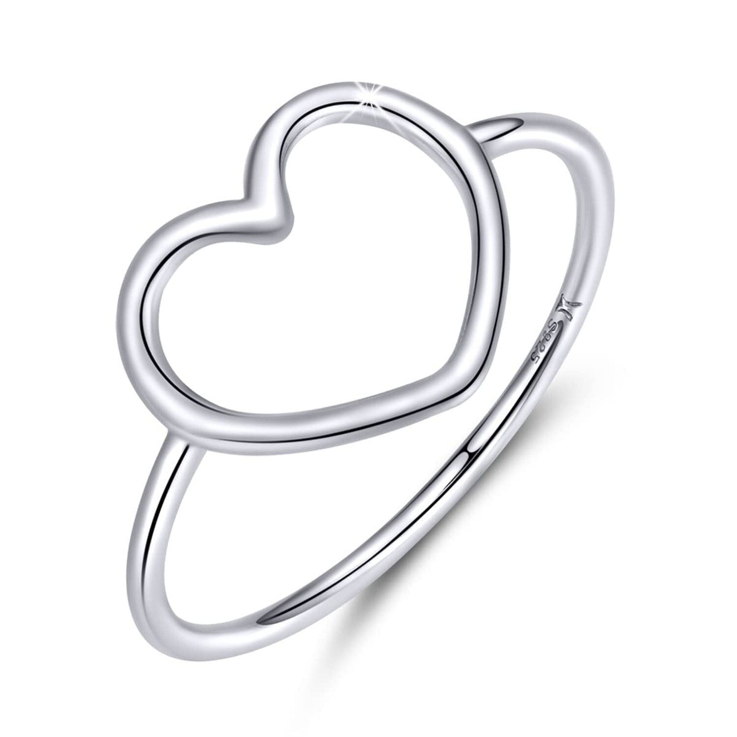 MUNDELL Sterling Silver 925 Simple Minimalist Heart Finger Rings for Women We...