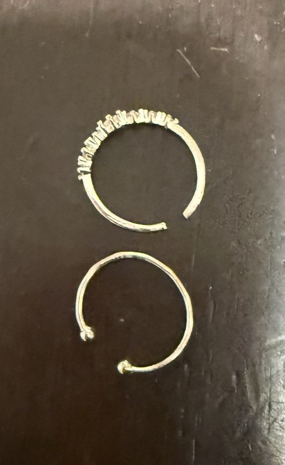 toe rings silver tone one with faux diamonds 1 plain band